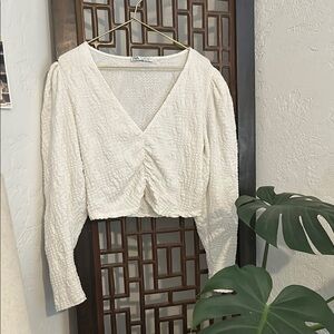 Zara White Textured Women's Blouse